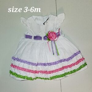 White and Multicolor Toddler Girl Dress